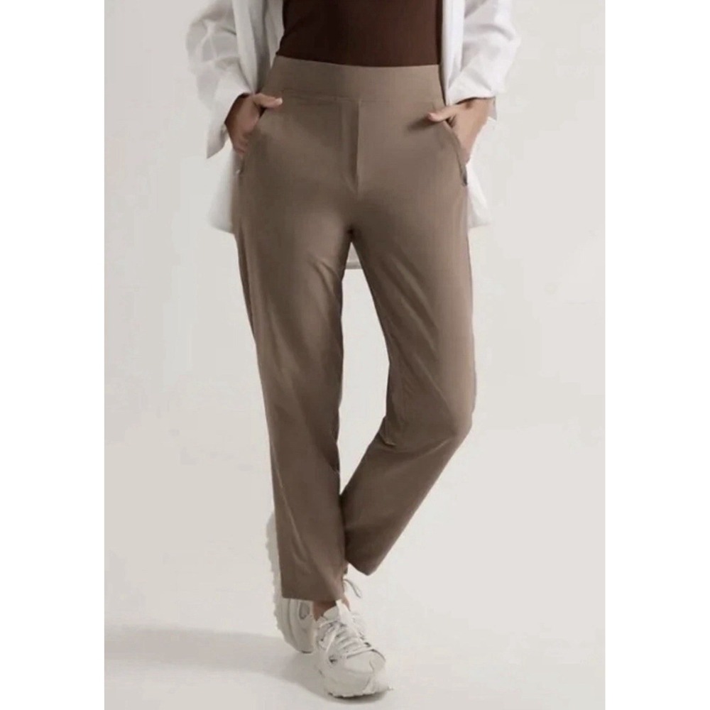 ATHLETA Brooklyn Lined Pant Rustic Beige Size 8 Athleisure Stretch